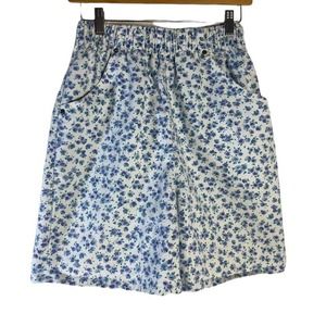 Vintage  North West Blues Floral Elastic Waist Shorts Made in USA Tag Size 8